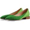 imageFSJ Women Suede Pointed Toe Low Heel Flat Pumps Slip On Comfortable Party Dress Walking Casual Office Shoes Size 415 USGreen