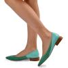 imageFSJ Women Suede Pointed Toe Low Heel Flat Pumps Slip On Comfortable Party Dress Walking Casual Office Shoes Size 415 USTeal