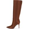 imageFSJ Women Trendy Calf Knee Boots Pointed Closed Toe High Heels Pull On Leather Long Boots Ladies Dress Party Shoes Size 415 USBrown