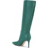 imageFSJ Women Trendy Calf Knee Boots Pointed Closed Toe High Heels Pull On Leather Long Boots Ladies Dress Party Shoes Size 415 USGreen