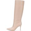 imageFSJ Women Trendy Calf Knee Boots Pointed Closed Toe High Heels Pull On Leather Long Boots Ladies Dress Party Shoes Size 415 USNude