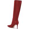 imageFSJ Women Trendy Calf Knee Boots Pointed Closed Toe High Heels Pull On Leather Long Boots Ladies Dress Party Shoes Size 415 USRed
