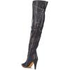 imageFSJ Women Trendy Studded Over The Knee Boots Pointed Toe Thigh High Cone Heel Leather Long Booties Shoes Size 415 USBlack