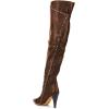 imageFSJ Women Trendy Studded Over The Knee Boots Pointed Toe Thigh High Cone Heel Leather Long Booties Shoes Size 415 USBrown