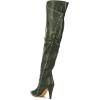 imageFSJ Women Trendy Studded Over The Knee Boots Pointed Toe Thigh High Cone Heel Leather Long Booties Shoes Size 415 USGreen