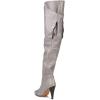 imageFSJ Women Trendy Studded Over The Knee Boots Pointed Toe Thigh High Cone Heel Leather Long Booties Shoes Size 415 USGrey