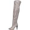 imageFSJ Women Trendy Studded Over The Knee Boots Pointed Toe Thigh High Cone Heel Leather Long Booties Shoes Size 415 USGrey