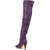 imageFSJ Women Trendy Studded Over The Knee Boots Pointed Toe Thigh High Cone Heel Leather Long Booties Shoes Size 415 USPurple