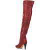 imageFSJ Women Trendy Studded Over The Knee Boots Pointed Toe Thigh High Cone Heel Leather Long Booties Shoes Size 415 USRed
