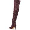 imageFSJ Women Trendy Studded Over The Knee Boots Pointed Toe Thigh High Cone Heel Leather Long Booties Shoes Size 415 USRed Wine