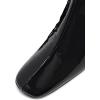 imageFSJ Women Western Square Toe Ankle Boots Chic Thick Mid High Heels Booties Evening Party Shoes with Elastic Size 415 USBlack