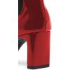 imageFSJ Women Western Square Toe Ankle Boots Chic Thick Mid High Heels Booties Evening Party Shoes with Elastic Size 415 USWine Red