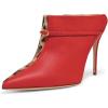 imageFSJ Women Animal Print Pointed Toe Sandals High Heels Mules Sexy Slide Pumps Dress Slip on Shoes Size 415 USRed