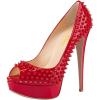 imageFSJ Women Classic Rivets Platform Heel Peep Toe Pumps High Stiletto Heel Slip On Studded Sexy Wedding Party Dance Shoes Size 416 USRed