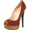 imageFSJ Women Classic Rivets Platform Heel Peep Toe Pumps High Stiletto Heel Slip On Studded Sexy Wedding Party Dance Shoes Size 416 USRed Leopard Print