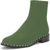 imageFSJ Women Classic Suede Round Toe Block Low Heel Ankle Boots Elastic Flat Booties Pearls Pull On Casual Ladies Shoes Size 415 USGreen