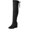 imageFSJ Women Classic Thigh High Boots Over the knee Stretch Block Heel Comfortable Fashion Pointed Toe Western Long Boots Size 415 USBlack