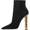 imageFSJ Women Fashion Gold Metal Chain Chunky High Heel Ankle Boots Ferrules Pointed Toe Winter Booties Side Zipper Faux Suede Short Boots 415 M USBlack2