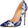 imageFSJ Women Fashion High Heel Pump Stilettos Pointy Toe Evening Party Dress Print Shoes Size 415 USBlue White Flower