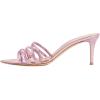 imageFSJ Women High Heel Pointy Open Toe Clog Mules Gladiator Strappy Sandals Slip On Slide Comfort Summer Shoes Size 415 USViolet