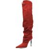 imageFSJ Women Stretchy Slouch Thigh High Boots Pointed Toe High Heel Pull On Elegant Party Evening Dress Ladies Shoes Size 415 USRed