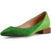 imageFSJ Women Suede Pointed Toe Low Heel Flat Pumps Slip On Comfortable Party Dress Walking Casual Office Shoes Size 415 USGreen