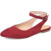 imageFSJ Women Trendy Pointed Toe Ballet Flats Ankle Strap Buckle Low Heels Backless Pumps Slip On Comfort Casual Walking Shoes Size 415 USRed