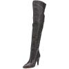 imageFSJ Women Trendy Studded Over The Knee Boots Pointed Toe Thigh High Cone Heel Leather Long Booties Shoes Size 415 USBlack