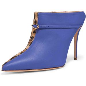 imageFSJ Women Animal Print Pointed Toe Sandals High Heels Mules Sexy Slide Pumps Dress Slip on Shoes Size 415 USBlue