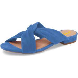 imageFSJ Women Casual Open Toe Sandals Low Heels Mules Slip On Comfortable Flats Cutout Shoes Size 415 USBlue