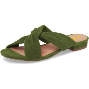 imageFSJ Women Casual Open Toe Sandals Low Heels Mules Slip On Comfortable Flats Cutout Shoes Size 415 USGreen