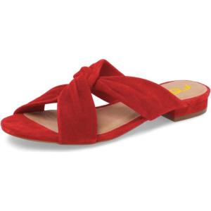 imageFSJ Women Casual Open Toe Sandals Low Heels Mules Slip On Comfortable Flats Cutout Shoes Size 415 USRed