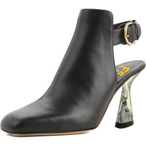 imageFSJ Women Chic Square Toe Ankle Boots Twisty Metal Chunky High Heel Ankle Strap Buckle Backless Casual Daily Ladies Shoes Size 415 USBlack