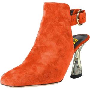 imageFSJ Women Chic Square Toe Ankle Boots Twisty Metal Chunky High Heel Ankle Strap Buckle Backless Casual Daily Ladies Shoes Size 415 USOrange