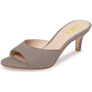 imageFSJ Women Comfort Low Kitten Heel Sandals Mules Peep Toe Slide Slip On Summer Dress Pump Shoes 415 M US6cm Gray