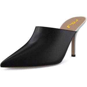 imageFSJ Women Dressy Thin High Heel Slide Sandals Pointed Toe Mules Slip on Loafers Stiletto Pumps Shoes Size 415 USBlack White