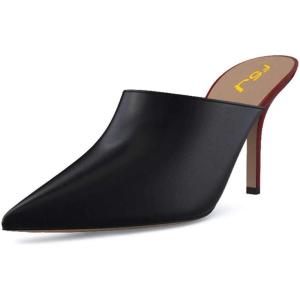 imageFSJ Women Dressy Thin High Heel Slide Sandals Pointed Toe Mules Slip on Loafers Stiletto Pumps Shoes Size 415 USBlackRed