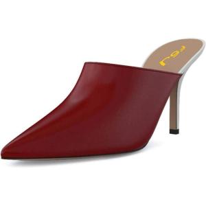 imageFSJ Women Dressy Thin High Heel Slide Sandals Pointed Toe Mules Slip on Loafers Stiletto Pumps Shoes Size 415 USRed White