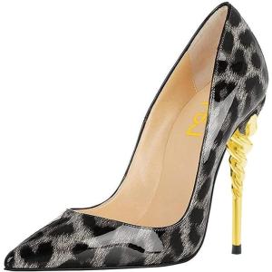 imageFSJ Women Sexy Leopard Printed Dress Shoes Pointy Toe High Heels Stilettos Pumps Shoe Size 415 USBlack Leopard