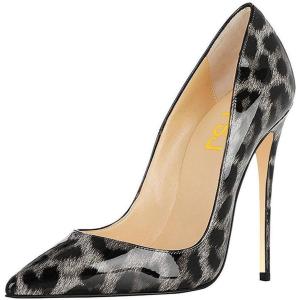 imageFSJ Women Sexy Leopard Printed Dress Shoes Pointy Toe High Heels Stilettos Pumps Shoe Size 415 USGrey