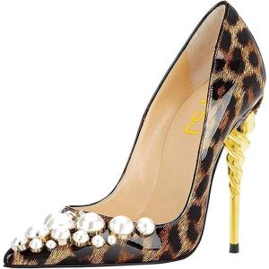 imageFSJ Women Sexy Leopard Printed Dress Shoes Pointy Toe High Heels Stilettos Pumps Shoe Size 415 USLeopard Pearl 2