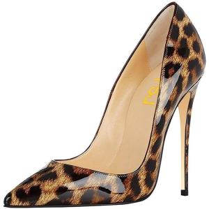 imageFSJ Women Sexy Leopard Printed Dress Shoes Pointy Toe High Heels Stilettos Pumps Shoe Size 415 USLeopardpatent