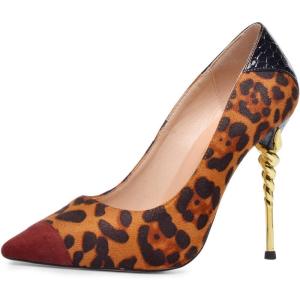 imageFSJ Women Sexy Leopard Printed Dress Shoes Pointy Toe High Heels Stilettos Pumps Shoe Size 415 USOrange Leopard Snake