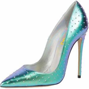 imageFSJ Women Sexy Leopard Printed Dress Shoes Pointy Toe High Heels Stilettos Pumps Shoe Size 415 USTurquoise