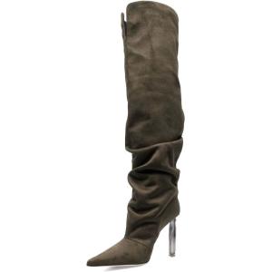 imageFSJ Women Stretchy Slouch Thigh High Boots Pointed Toe High Heel Pull On Elegant Party Evening Dress Ladies Shoes Size 415 USDried Herb