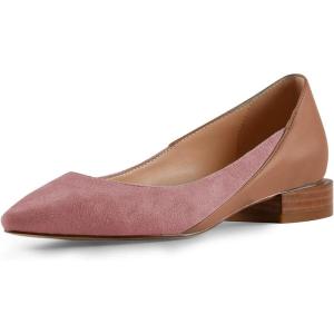 imageFSJ Women Suede Pointed Toe Low Heel Flat Pumps Slip On Comfortable Party Dress Walking Casual Office Shoes Size 415 USIndianred