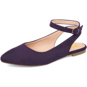 imageFSJ Women Trendy Pointed Toe Ballet Flats Ankle Strap Buckle Low Heels Backless Pumps Slip On Comfort Casual Walking Shoes Size 415 USPurple