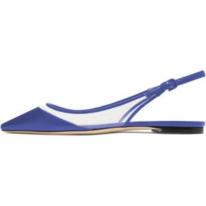 imageFSJ Women Trendy Pointed Toe Ballet Flats Sandals Slip on Comfort Slingback Pumps Walking Shoes 415 M USBlue