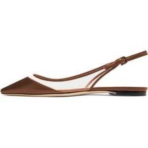 imageFSJ Women Trendy Pointed Toe Ballet Flats Sandals Slip on Comfort Slingback Pumps Walking Shoes 415 M USBrown