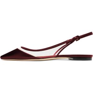 imageFSJ Women Trendy Pointed Toe Ballet Flats Sandals Slip on Comfort Slingback Pumps Walking Shoes 415 M USDark Red